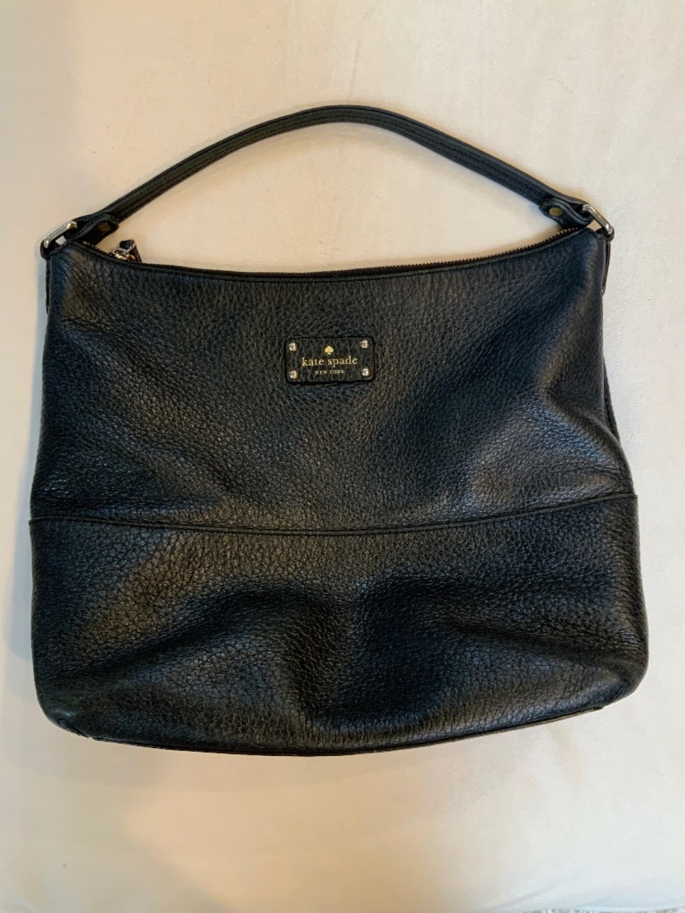 Kate Spade Black leather hobo purse Minimalist Monochrome Cottagecore Coastal